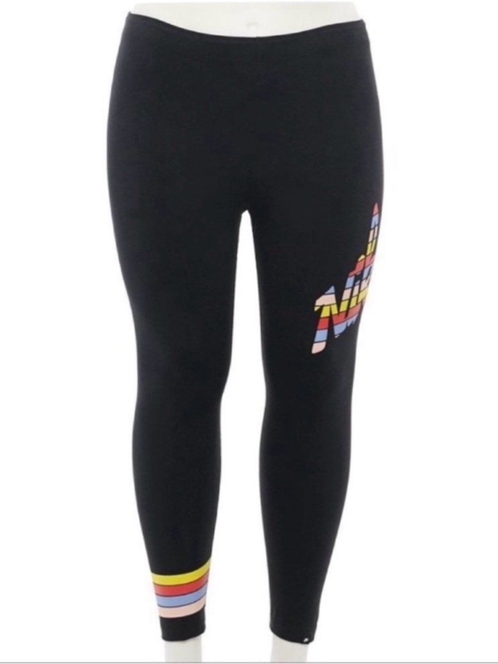Nike black leggings colorful ankle stripe and logo XS